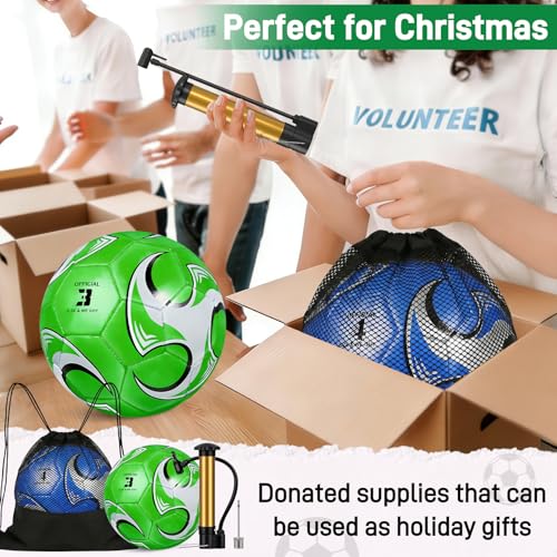 6 Pack Soccer Balls Size 5/4/3 Bulk – Includes Soccerball Drawstring Backpack, Needles, Ball Pump – Pelota De Futbol Official Size Training & Matches - size: 6 Pack- Size 3