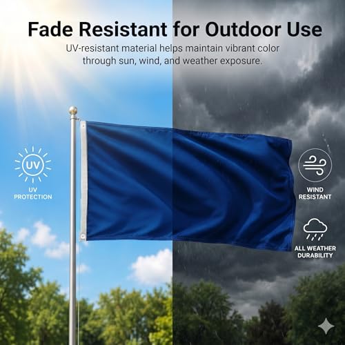 DMSE Solid Royal Blue Flag, 3x5 Flag, UV Resistant, Fade Resistant Material with Metal Grommets (3ft x 5ft), (Polyester), (Royal Blue) - color: Royal Blue, size: Polyester (3 x 5 ft)
