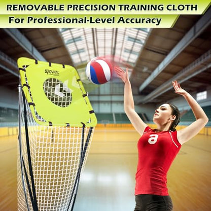 Volleyball Training Equipment, Volleyball Setter Training Net with Adjustable Height (7.5-10.5 FT) & Angle, Serve Trainer Equipment with Carry Bag for Serving, Spiking & Setting Drills