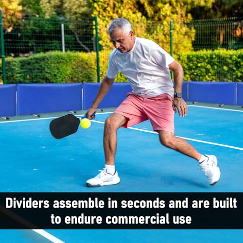 3 Pack Pickleball Ball Barrier - Portable Indoor/Outdoor Court Dividers & Edge Guards, Brandable Court Marking Kit with Non-Slip Design for Pickleball Courts (Blue)