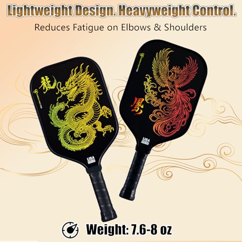 Pickleball Paddles Set of 2 and 8 Balls – Lightweight Carbon Fiber Pickleball Paddles, Durable 2 Paddles + 8 Outdoor Balls + Bag, Best for Beginner & Pro