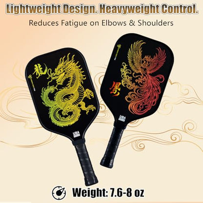 Pickleball Paddles Set of 2 and 8 Balls – Lightweight Carbon Fiber Pickleball Paddles, Durable 2 Paddles + 8 Outdoor Balls + Bag, Best for Beginner & Pro