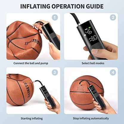 Pumteck MY01 Electric Ball Pump with Inflation & Deflation, Accurate Pressure Gauge and 4 Preset Modes, Automatic Ball Pump for Basketball, Soccer, Football and Volleyball (Max 15 PSI) - color: Black