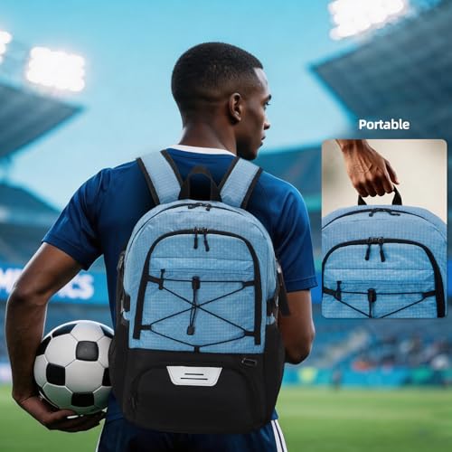 HUA ANGEL Basketball Backpack, Large Sports Bag with Separate Ball Holder & Shoe Compartment, Men/Women Gym Backpack for Basketball Soccer Volleyball - color: Blue