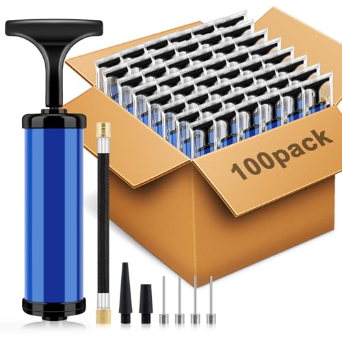 100 Sets Ball Air Pump Bulk for Sports Balls Include Needle Nozzle Extension Hose Hand Inflation Kit for Basketball Soccer Football Volleyball Balloon, Operation Bulk Christmas Child Items Gifts - color: Blue