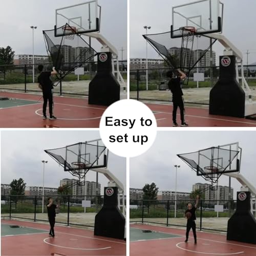 Basketball Shooting Machine Upgraded Hanging Basketball Rebounder Attachment, Heavy Duty Basketball Shot Returner Net System for Hoop, Metal Rotating Return Chute