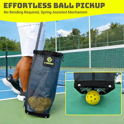 Lightweight Tennis Ball Hopper – Holds 50+ Tennis Balls or 40+ Pickleballs | Durable Steel Frame | Portable Adjustable Ball Picker for Hard Court, Clay, Grass - color: Black