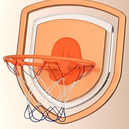 Silent Basketball Hoop – Mini Indoor Goal, Wall Sports Toy | 32cm Quiet Dribble Practice Board, Adhesive Mounting Kit Door Bedroom Playroom Setup, Children Youth Activity Training Entertainment