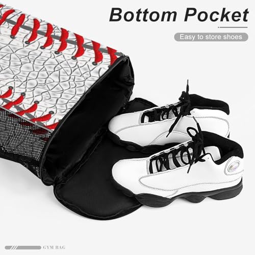 Baseball Drawstring Backpack Gym Bag With Shoe Compartment String Bag Sport Beach Swimming Sackpack For Women Men - color: Baseball