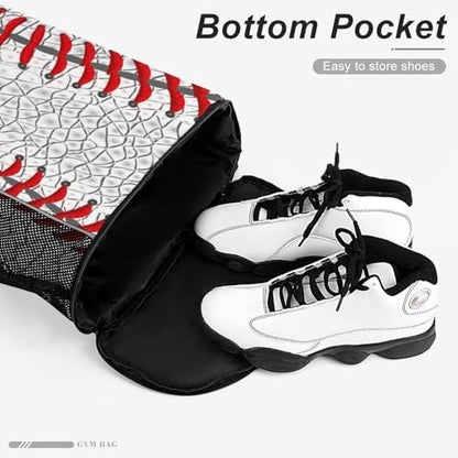 Baseball Drawstring Backpack Gym Bag With Shoe Compartment String Bag Sport Beach Swimming Sackpack For Women Men - color: Baseball