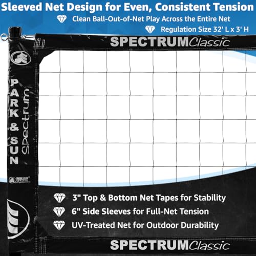 Park & Sun Sports Spectrum Classic: Adjustable Professional Outdoor Volleyball Net System - color: Black
