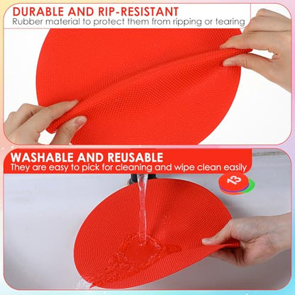 24 Pieces 9 Inch Poly Spots, Anti-Slip Spot Markers Floor Spots, Waterproof Flat Filed Cones Poly Dots for Agility Drills, Basketball, Football Training, Sport Activities and Exercise
