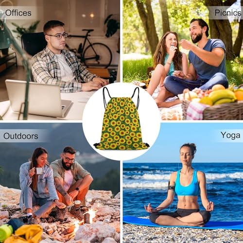 Theft Proof Drawstring Backpack Cinch Sack Water Resistant for Travel Camping Sports Equipment Men Women, Seed Sunflower Bags - color: Picture (640)