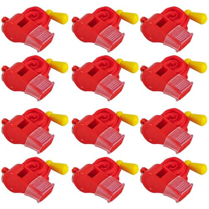 12 Packs Sports Whistles with Lanyard, for Coaches, Referees and Officials