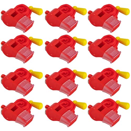 12 Packs Sports Whistles with Lanyard, for Coaches, Referees and Officials