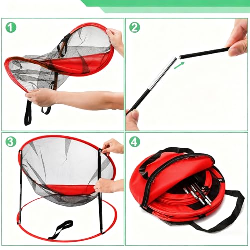 Jucoan 3 Pack Golf Chipping Net, 3 Sizes Pop Up Golf Target Practice Net for Indoor and Outdoor, Gifts for Father's Day Men, Husband, Kid, Golfers, 6 Ground Stakes