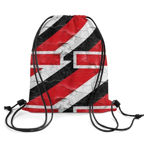 Gym Drawstring Backpack Sackpack Water Resistant for Sports Beach Yoga Travel Unisex, Trinidad And Tobago Grunge Flag Bags - color: Picture (637)