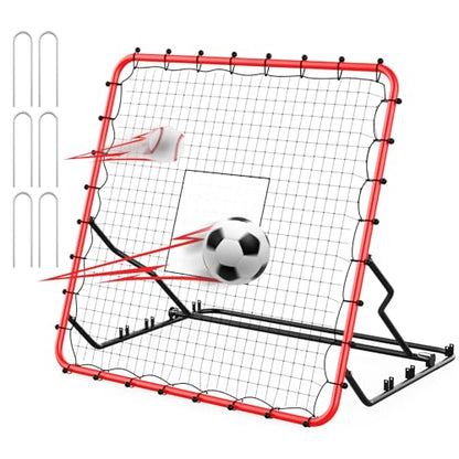 Baseball Rebounder ,4x4.5FT Soccer Rebounder with 4 Adjustable Angles, 28 Bungee Cords to Adjust Elastic, Sports Equipment for Soccer/Baseball/Softball/Volleyball Training,Pitchback Net for All Levels
