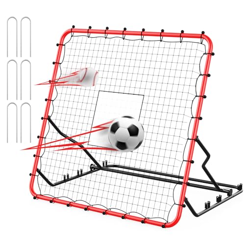 Baseball Rebounder ,4x4.5FT Soccer Rebounder with 4 Adjustable Angles, 28 Bungee Cords to Adjust Elastic, Sports Equipment for Soccer/Baseball/Softball/Volleyball Training,Pitchback Net for All Levels