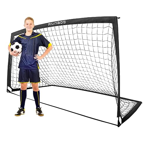 9x5 FT Kids Soccer Goal with Carry Bag, Portable Folding Soccer Net for Backyard Training, Indoor/Outdoor Use for Youth and Adults - color: Black, style: 9x5FT, 1 Pack