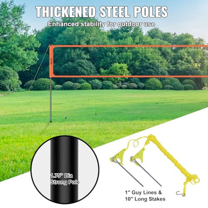 VEVOR Outdoor Portable Volleyball Net System, Adjustable Height Aluminum Poles, Professional Set with PVC Volleyball, Pump, Carrying Bag, Heavy Duty Net for Backyard, Beach, Lawn