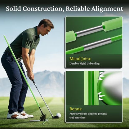 KELOB Golf Alignment Sticks Holder with Angle Adjustment, Detachable Rods with Metal Joints, Golf Swing Training Aid for Putting, Full Swing, Posture Correction, Portable Golf Trainer