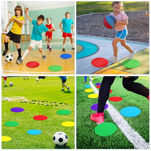 18pcs Football Training Spot Markers Set, 23cm Flat Round Soccer Spot Markers, Training Discs for Field Marking, Gym, Backyard, and Classroom Practice