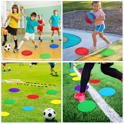 18pcs Football Training Spot Markers Set, 23cm Flat Round Soccer Spot Markers, Training Discs for Field Marking, Gym, Backyard, and Classroom Practice