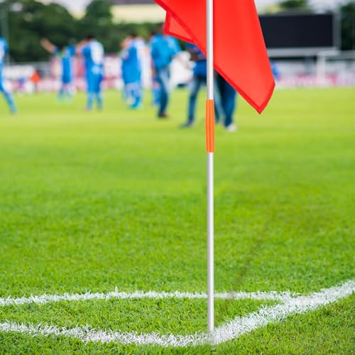 HunnmingRe 67" Soccer Corner Flags Set of 4 with Soccer Agility Poles 12.4 x 9.65 Football Field Corner Flags Training Poles for Outdoor Sports Rugby Field Hockey Training Practice Equipment (No Base)