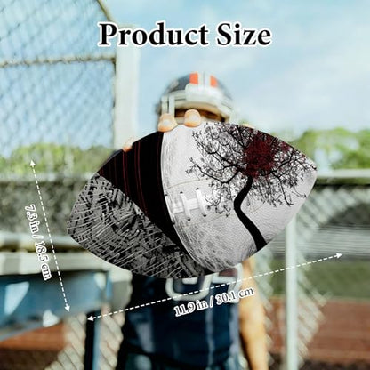 American Football, Official Size 11.9 x 7.3 Inch, Premium Composite Leather High-Grip Ball with Pro-Style Lacing, Unique Prints for Training, Games & Gifts - color: Full Moon Tree