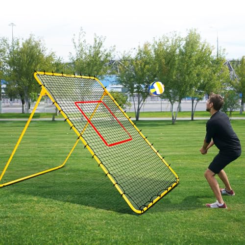 SPOYNAL 7x4 FT Volleyball Rebounder Net, 5-Angle Volleyball Training Equipment, Adjustable Rebounder Net Practice Setting, Spiking, and Bumping, Practice Net for Baseball, Softball, Lacrosse, Soccer