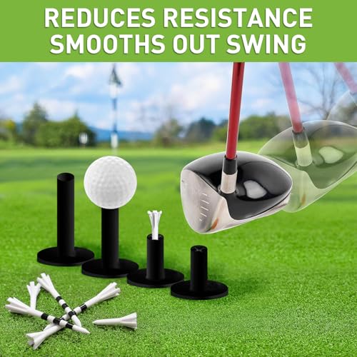 FINGER TEN Golf Rubber Tees Driving Range 3 Inch 1.5'' 2.25'' 2.75'' 3.13'' Tee Holder for Mat 1.5'' 2'' with Plastic Tees Indoor Outdoor Use - style: Black-15 Pcs