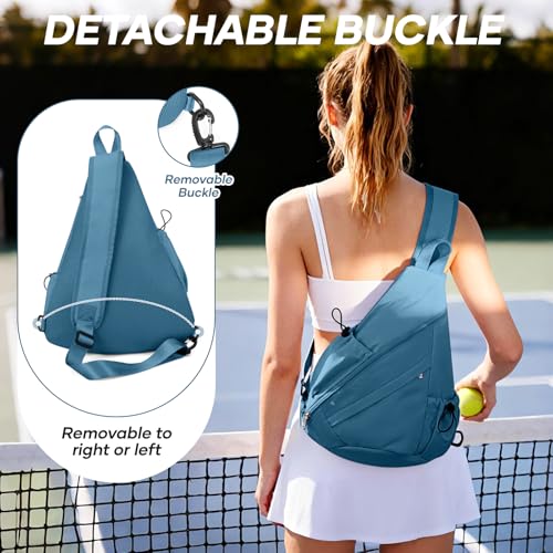 Pickleball Bag for Women Men, Crossbody Sling Bags Pickleball Paddle Bag Should Chest Bags Backpack - color: Peacock Blue