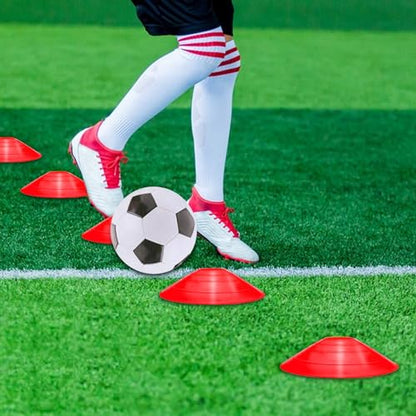 YEXEXINM Professional Agility Ladder Speed Training Equipment Set-20ft Agility Ladder,12 Soccer Cones, 4 Agility Hurdles, Running Parachute, Suitable for Soccer Football Basketball Training - color: red