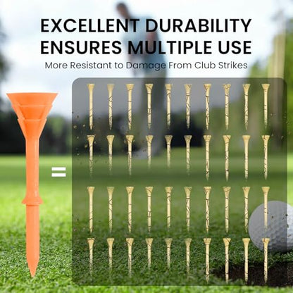 VEASAERS Golf Tees Plastic 3 1/4 inch Unbreakable 30 Pack with Pouch Bag, Durable Stable Available 83 mm Long Tee for Golfer Practice - color: Multicolor