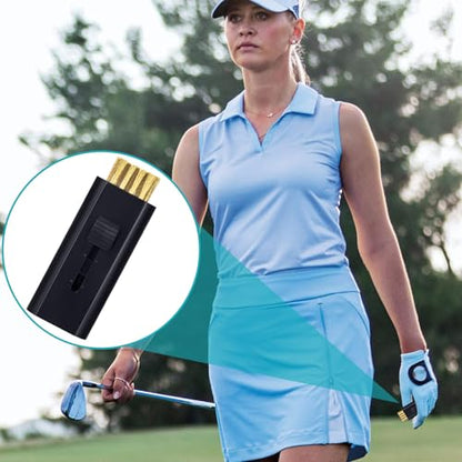 PAGOW 2 Pack Retractable Golf Club Cleaner Brush, Portable Double-Sided Golf Club Brush Groove Cleaner-Multicolor - color: Black