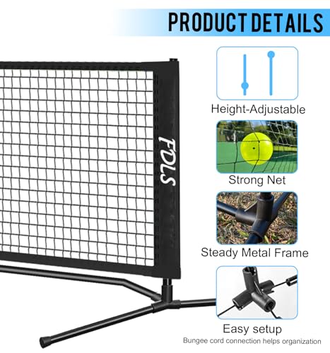FDLS 10FT Portable Badminton Pickleball Net with Carry Bag for Indoor Outdoorl Height Adjustable| Easy Set up - style: Black