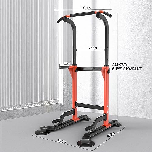 Z ZHICHI Pull Up Dip Station For Home Gym Strength Training Fitness Workout Station Chin-Ups Push-Ups Pull-Ups Dip-Ups 330LBS T055CDC - color: orange