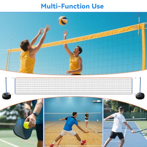 Pool Volleyball Net, Swimming Pool Volleyball Net with LED Light, 15-32FT Adjustable Length for All Pools, Portable 2 Water Volleyball & Pump for Family Pool Party Game Indoor/Outdoor