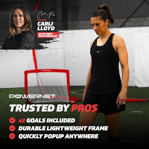 Powernet Soccer Goal, Set of 2 Pop Up Goals for Backyard, Kids Outdoor Indoor Soccer Net, Portable Training Equipment, Collapsible Mini Goalie Net (3 Sizes)