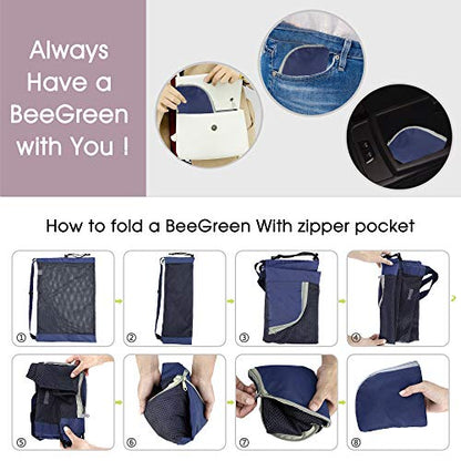 BeeGreen Mesh Drawstring Bag Swim Backpack for Beach Pool Sports Gym Draw String Cinch Bags for Swimming Soccer Basketball Gear Navy - color: Navy