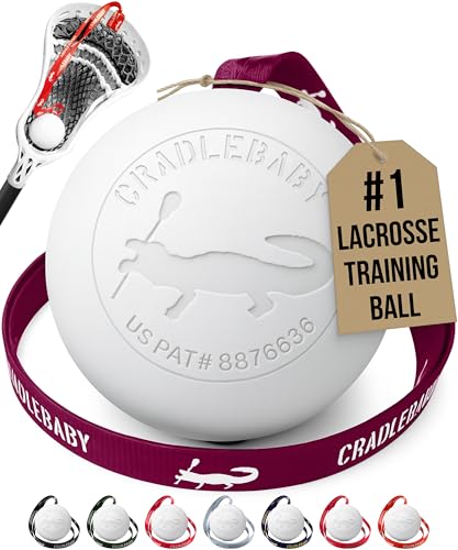 Cradlebaby Lacrosse Training Ball: Practice Indoor/Outdoor & Get More Repetitions - The #1 Piece of Equipment for Boys/Girls to Practice Cradling, dodges, Stick Tricks, & fakes. Best Lacrosse Gift! - color: Purple with White Logo (White Ball)