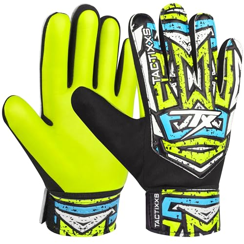 Soccer Goalkeeper Gloves for Kids Boys Children Youth, Funky Football Goalie Gloves Anti Slip 4mm Latex Palm with Strong Grips - color: Yellow Fluroscent, size: Size 7 suitable for size S-M adult