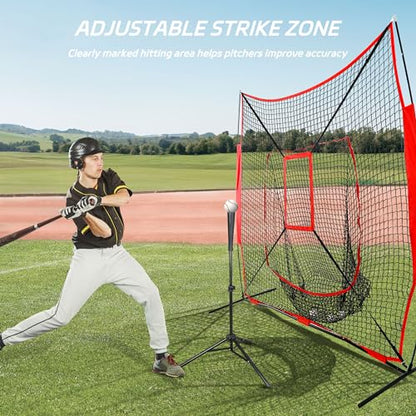 Nova Microdermabrasion 7'x7' Baseball Softball Practice Net | Portable Hitting & Pitching Net with Bow Frame & Carry Bag | Ultimate Training Equipment for All Skill Levels