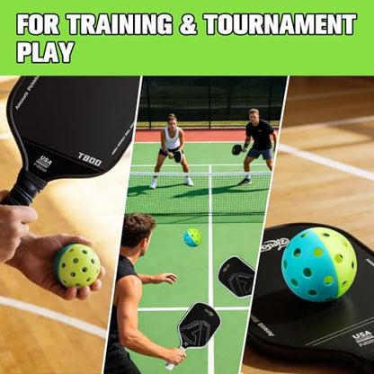 Pickleball Balls, 6 Pack of Indoor & Outdoor Pickle Ball Set, 2 Tone Pickle Balls Set, High Visibility Durable Pickleballs for Training and Tournament - color: Green and Blue