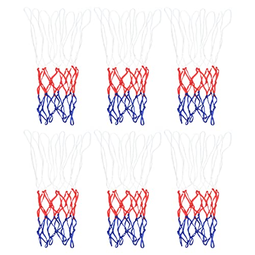 PATIKIL 8 Loops 12" Dia. Mini Basketball Net Replacement, 6 Pack PP Basketball Hoop Net Rim Nets Sturdy for Indoor Outdoor, White Red Blue