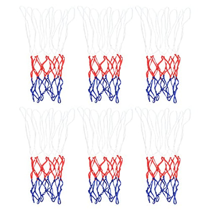 PATIKIL 8 Loops 12" Dia. Mini Basketball Net Replacement, 6 Pack PP Basketball Hoop Net Rim Nets Sturdy for Indoor Outdoor, White Red Blue