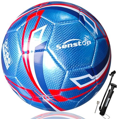 Senston Soccer Ball Size 3 & Size 4 & Size 5 for Kids and Adult Official Match Training Soccer Ball with Pump - color: blue, size: size 3