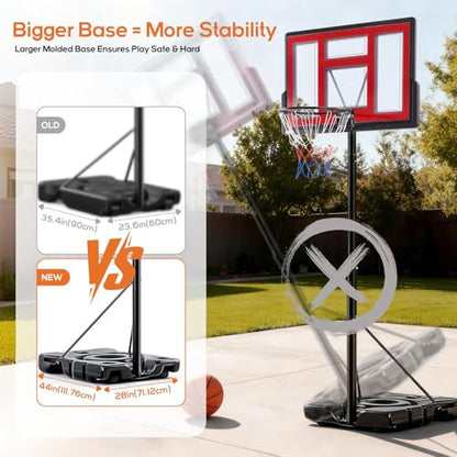Portable Basketball Hoop Outdoor, Adjustable Basketball Hoops Goal System Shatterproof Backboard, Shock Absorbent Rim, Fillable Base for Swimming Pool/Backyard/Driveway - style: Red 6.1-10FT