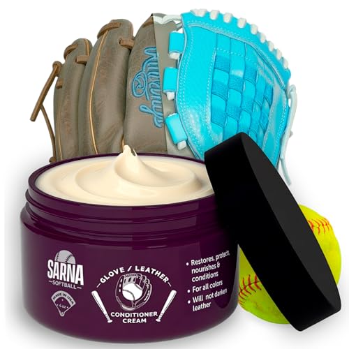 SARNA BASEBALL Glove Conditioner, Cream, 4 Oz – Break in Faster, Keep Leather Maintained – Glove Conditioner for Mitts & Softball Gear Made in USA - size: 4oz Softball